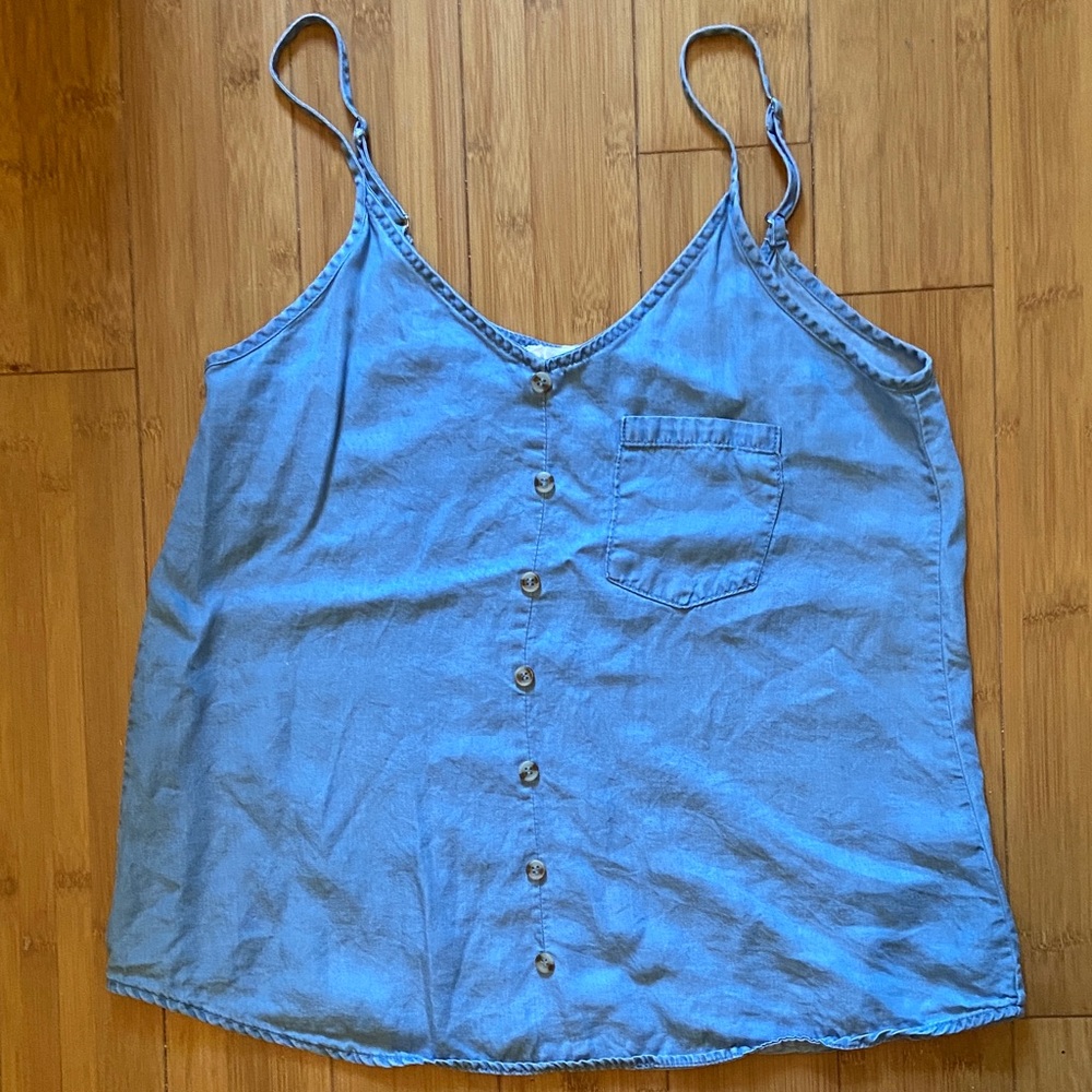 Denim Style Button-Front Tank